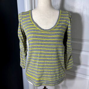 Anthopologie 3/4 Sleeve Stripe Sweatshirt - M